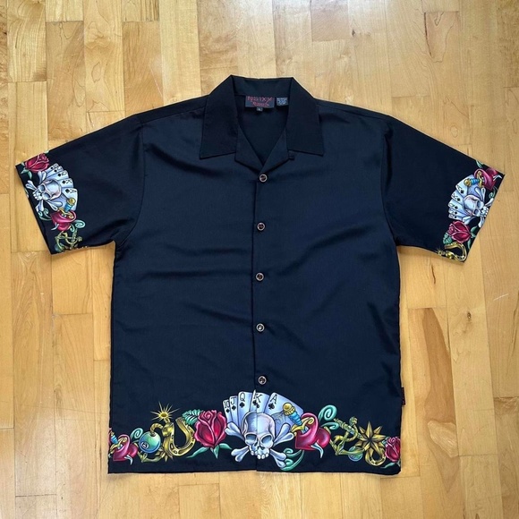 Nikki Sixx Dragonfly Poker Skull Shirt Size Large - Picture 1 of 8